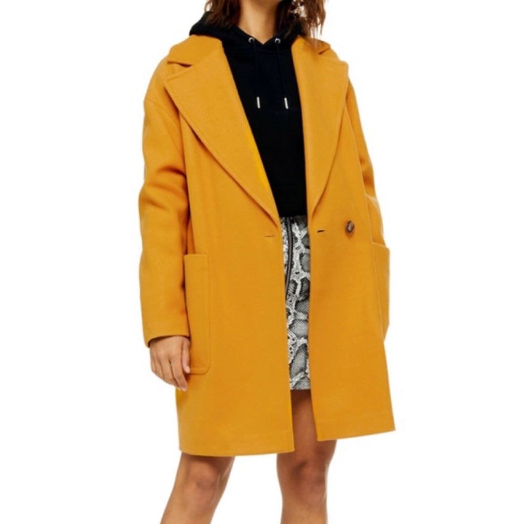 Topshop Carly Women's Mustard Yellow Coat Size 8